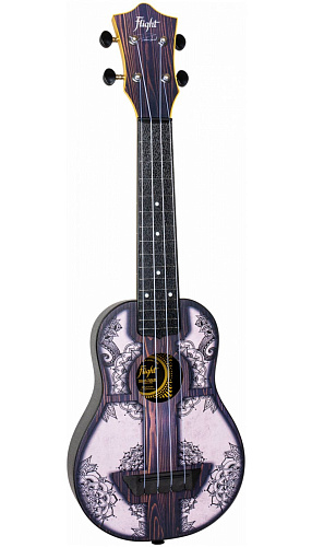 Flight TUS-40 MW Укулеле Travel, сопрано, черная с рисунком, пластик, чехол