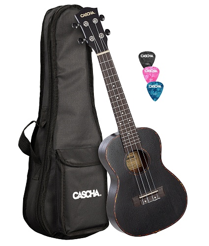 Cascha HH-2300 Mahogany Series Укулеле концертный, с чехлом, черный