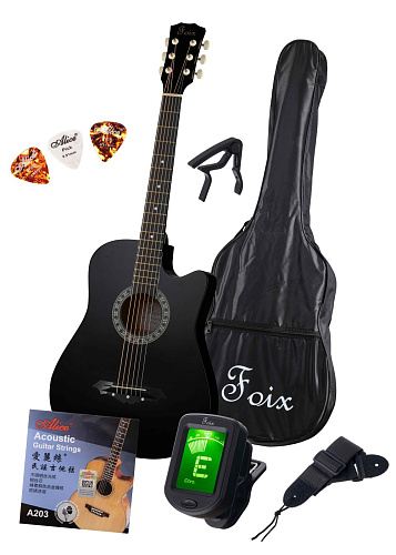 Foix FFG-2038CAP-BK Акустическая гитара+Аксессуары, черная