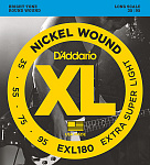 Фото:D'Addario EXL180 Nickel Wound Комплект струн для бас-гитары, никель, Extra Super Light, 35-95