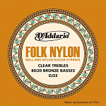 Фото:D'Addario EJ33 Folk Nylon Комплект струн для акустической гитары, шарик на конце, нейлон/брон 80/20