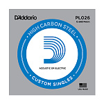 Фото:D'Addario PL026 Plain Steel Отдельная струна без обмотки, сталь, .026***
