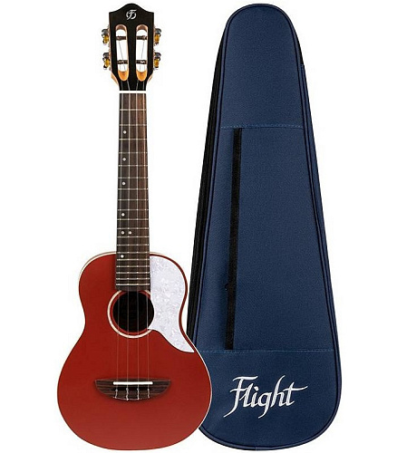 Flight IRIS Concert RD Укулеле концерт, массив ели/махагони, цвет красный, пикгард, чехол