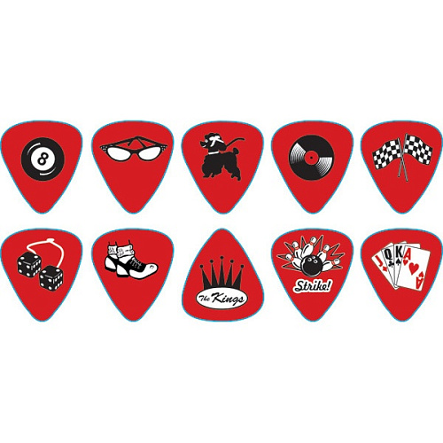 D'Andrea RPRKM RockaBilly Упаковка медиаторов, 12шт, красные, с рисунком, средние