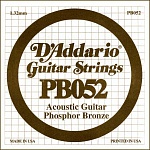 Фото:D'Addario PB052 Phosphor Bronze Отдельная струна для акустической гитары, фосфорная бронза, .052***