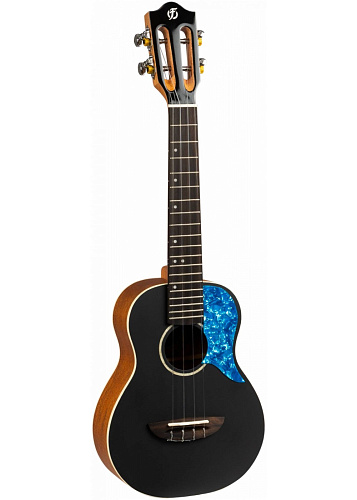 Flight IRIS Concert BK Укулеле концерт, массив ели/махагони, цвет черный, пикгард, чехол
