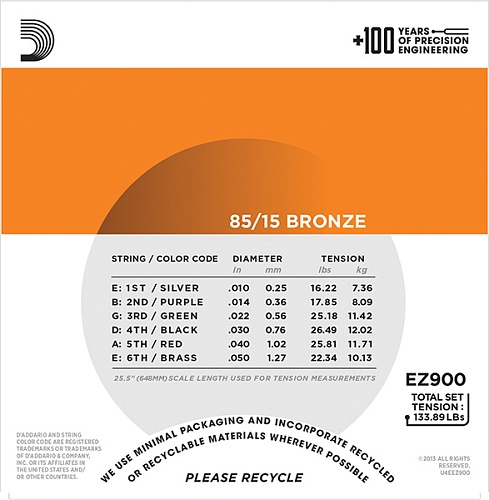 D'Addario EZ900 AMERICAN BRONZE 85/15    , 10-50