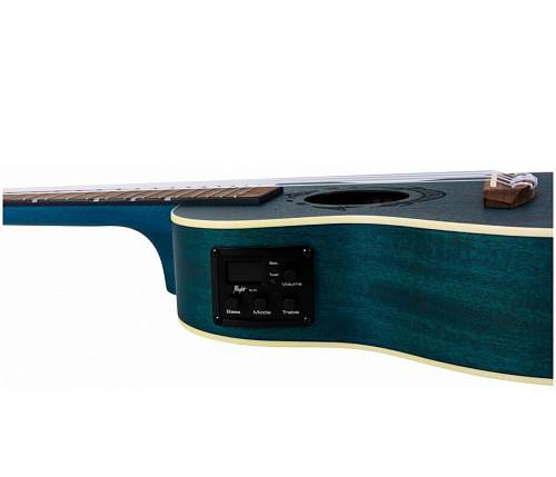 Flight DUC380 CEQ TOPAZ Укулеле концерт со звукоснимателем, махагони, цвет синий, чехол