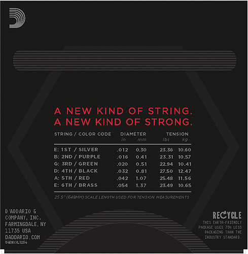 D'Addario NYXL1254 NYXL Комплект струн для электрогитары, Heavy, 12-54