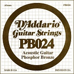 Фото:D'Addario PB024 Phosphor Bronze Отдельная струна для акустической гитары, фосфорная бронза, .024***