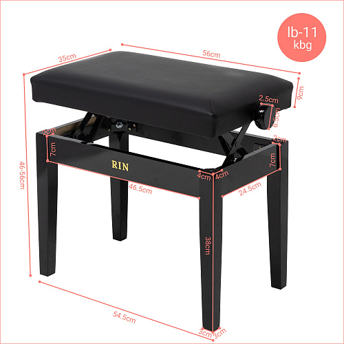 Rin LB-11BKG Банкетка, черная глянец, искусственная кожа