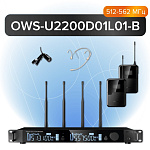 Фото:Октава OWS-U2200D01L01-B Двухканальная радиосистема, 1 головной, 1 петличный микрофон, 512-562 МГц
