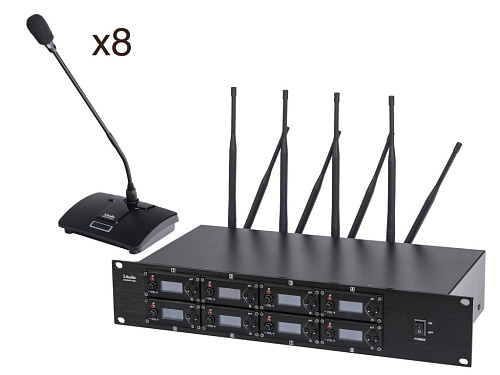 LAudio 8000C-8D Беспроводная конференц-система, 8 настольных микрофонов, (2 коробки)