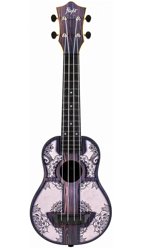Flight TUS-40 MW Укулеле Travel, сопрано, черная с рисунком, пластик, чехол