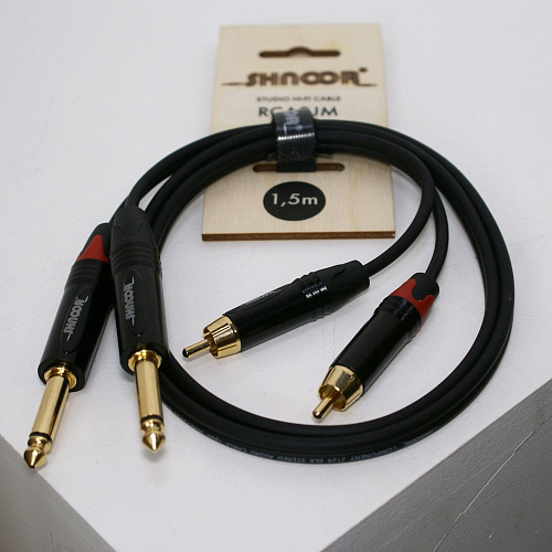 Shnoor RCA2JM-20m Компонентный кабель 2хRCA - 2х6,3 мм моно Jack, 20 м