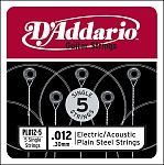 :D'Addario PL012-5 Plain Steel      012, 5 