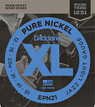 Фото:D'Addario EPN21 XL PURE NICKEL Струны для электрогитары чистый никель Jazz Light 12-51 D`Addario