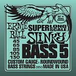 Фото:Ernie Ball P02850 Super Long Scale Slinky 5 Комплект струн для 5-струнной бас-гитары, 45-130, сталь
