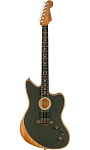 Фото:Fender American Acoustasonic Jazzmaster Tungsten моделирующая полуакустическая гитара, цвет черный, чехол