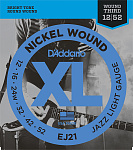 Фото:D'Addario EJ21 XL NICKEL WOUND Струны для электрогитары Jazz Light 12-52 D`Addario