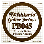 Фото:D'Addario PB045 Phosphor Bronze Отдельная струна для акустической гитары, фосфорная бронза, .045***