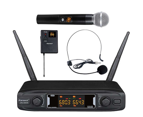 Karsect JRU-220D/HT-18C-1in + 1PT-30C/HT-11A Радиосистема с головной гарнитурой и ручным микрофоном