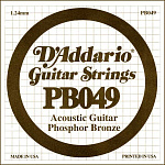 Фото:D'Addario PB049 Phosphor Bronze Отдельная струна для акустической гитары, фосфорная бронза, .049***