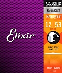 Фото:Elixir 11052 Nanoweb Комплект струн для акустической гитары, Light, бронза 80/20, 12-53