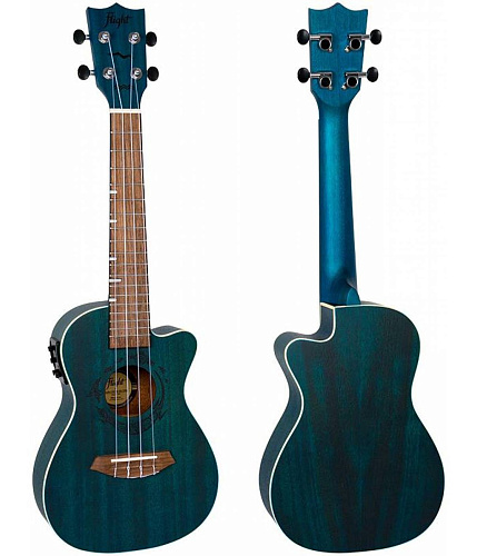 Flight DUC380 CEQ TOPAZ Укулеле концерт со звукоснимателем, махагони, цвет синий, чехол