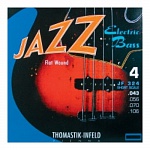 Фото:Thomastik JF324 Jazz Flat Wound Комплект струн для бас-гитары, никель, плоская оплетка, 43-106
